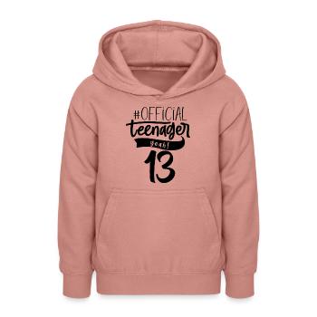 Official Ado 13e anniversaire gift - Sweat à capuche Ado - rose poudré - Devant - AI Model Teenager Male dark (155cm)