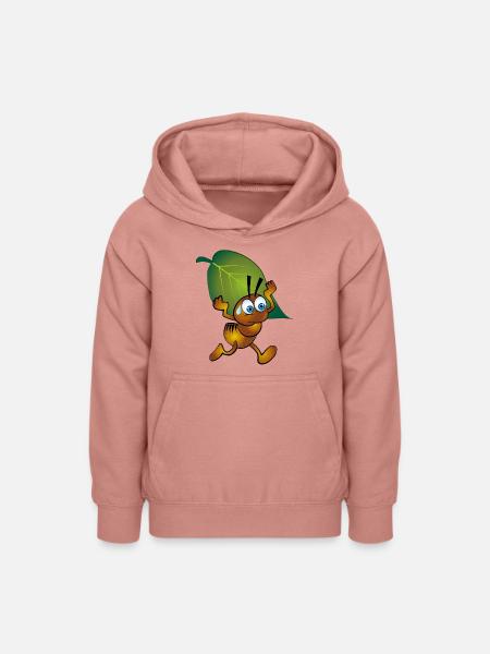 Ameise mit Blatt - Teenager Hoodie - Altrosa