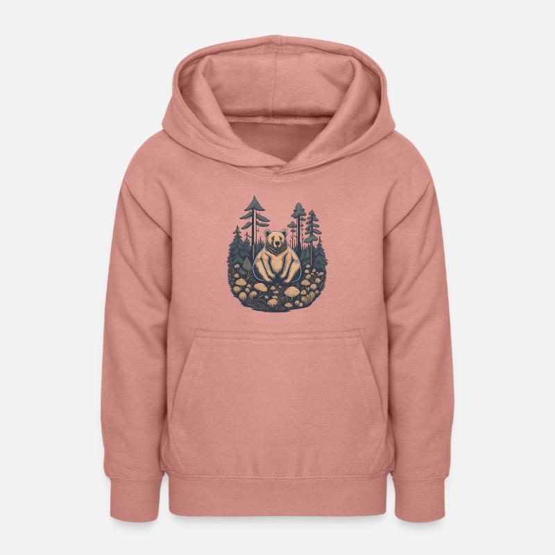 Fat Bear dans la forêt de Cottagecore - Sweat à capuche Ado - rose poudré