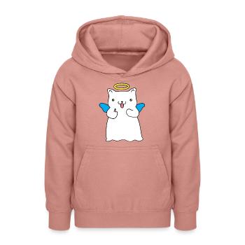 Ange espiègle - Sweat à capuche Ado - rose poudré - Devant - AI Model Teenager Male dark (155cm)