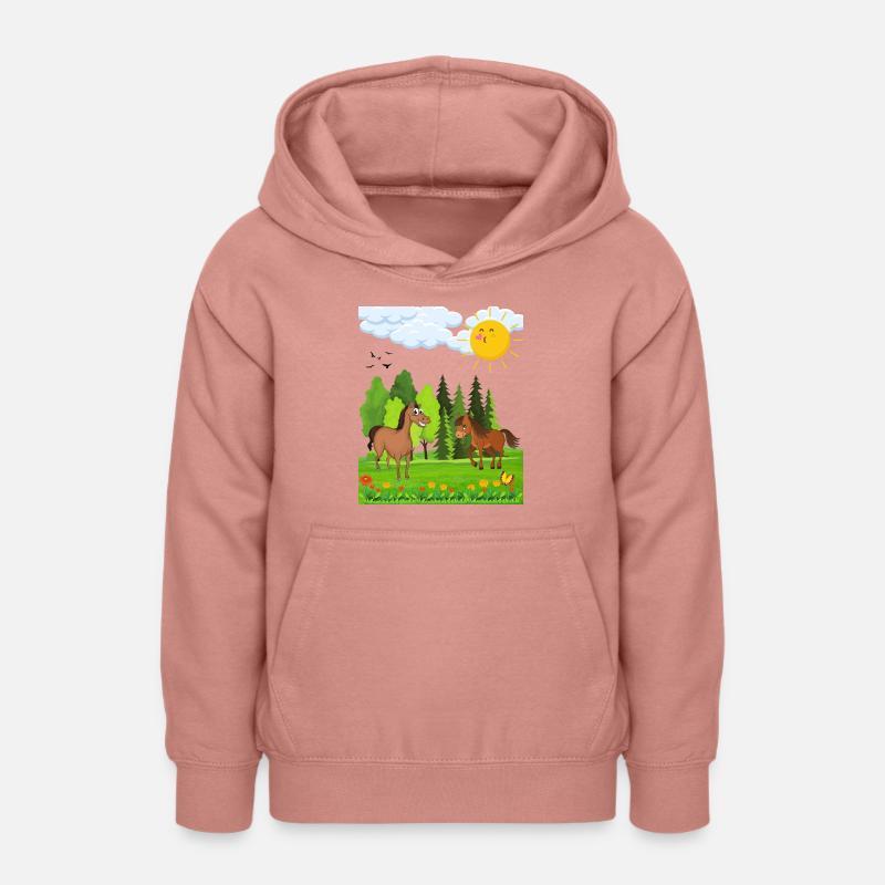 Conception de petits chevaux pour les enfants - Sweat à capuche Ado - rose poudré