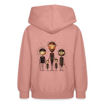 Mode créative et mystique - Famille de poupées vaudou - Sweat à capuche Ado - rose poudré - Dos - AI Model Teenager Male dark (155cm)