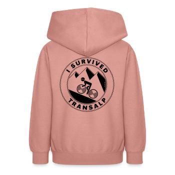 I Survived Transalp (Alpen / Rennrad / Black) - Teenager Hoodie - Altrosa - Hinten - AI Model Teenager Male dark (155cm)