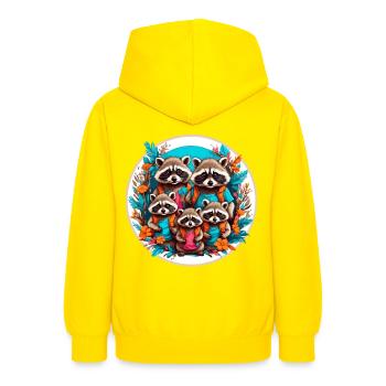 Süße liebenswerte Waschbärenfamilie - Teenager Hoodie - Gelb - Hinten - AI Model Teenager Male dark (155cm)