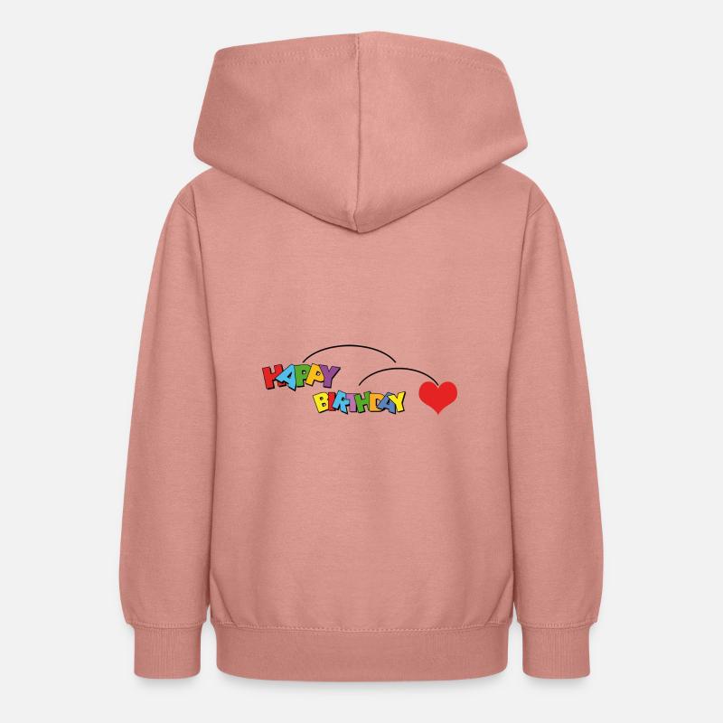 Joyeux anniversaire avec coeur - Sweat à capuche Ado - rose poudré