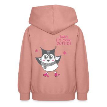 Baby it's cool outside - Owl - Teen Hoodie - dusky rose - Back - AI Model Teenager Male dark (155cm)