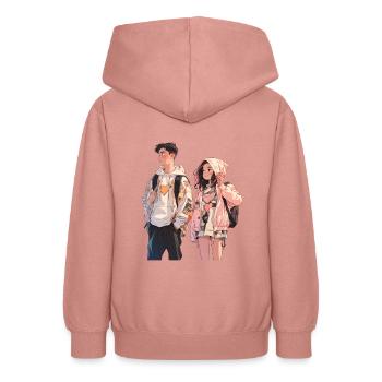 Tourtereaux - Sweat à capuche Ado - rose poudré - Dos - AI Model Teenager Male dark (155cm)