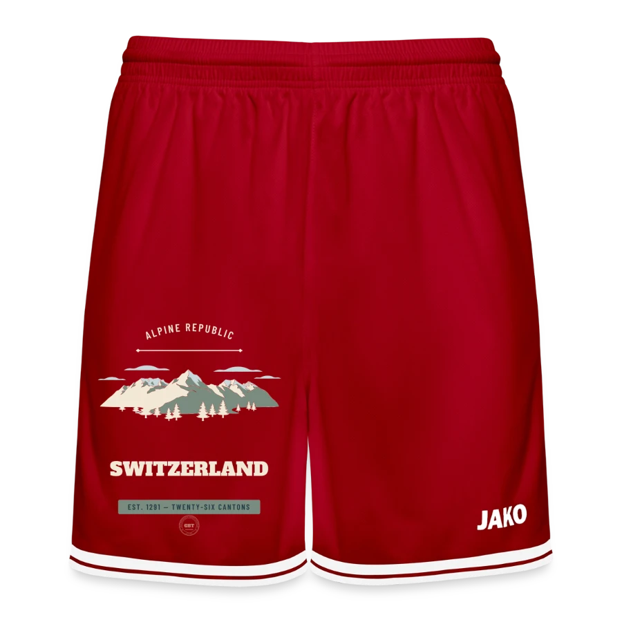 Switzerland badge on a jako basketball shorts center 2.0, red/white