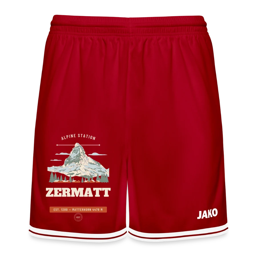 Zermatt badge on a jako basketball shorts center 2.0, red/white