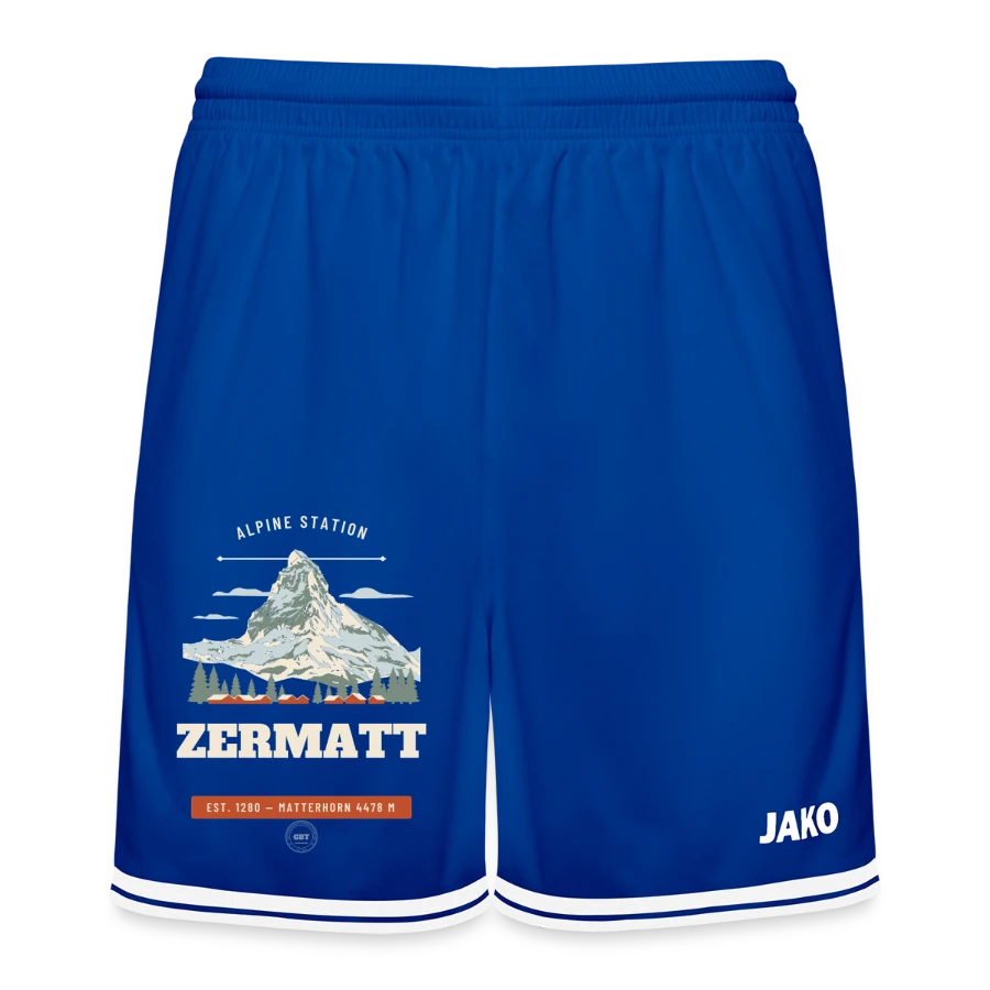 Zermatt badge on a jako basketball shorts center 2.0, royal/white