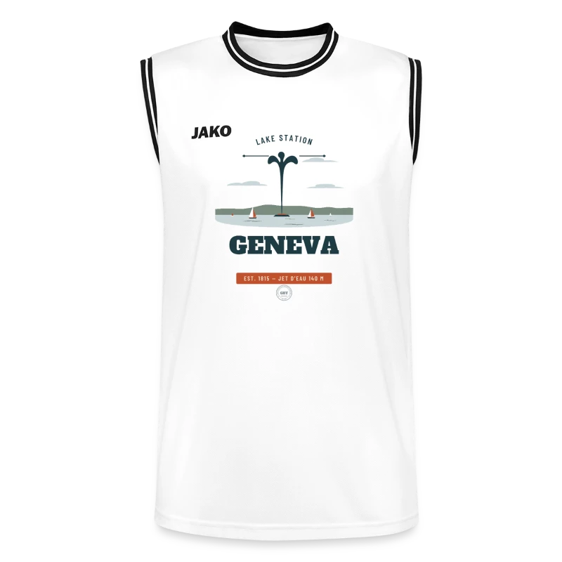 Geneva badge on a jako jersey center 2.0
