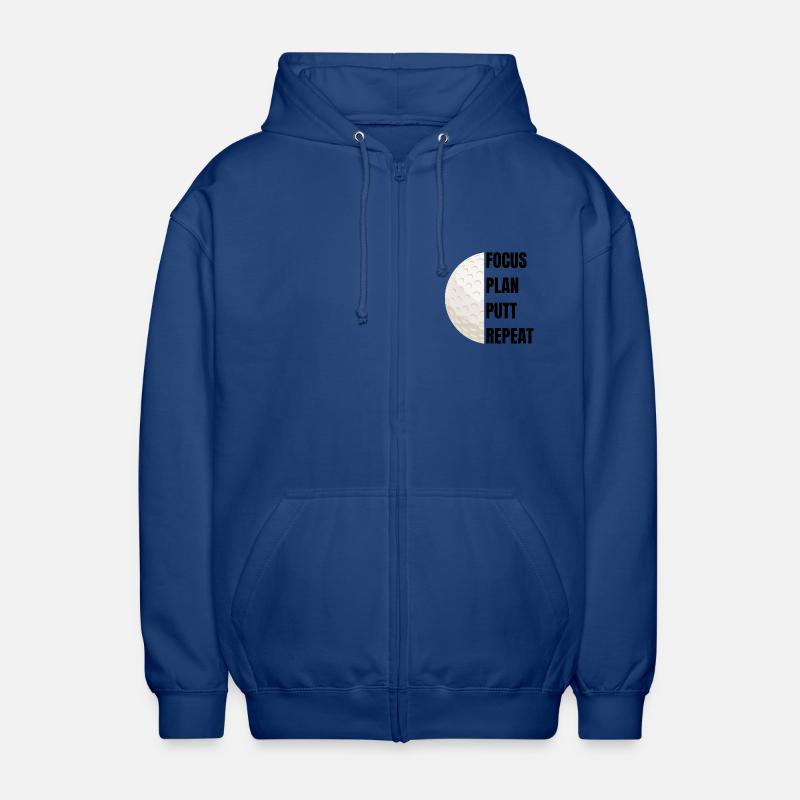 Focus Plan Putt Repeat – Golfslogan - Unisex Kapuzenjacke - Royalblau