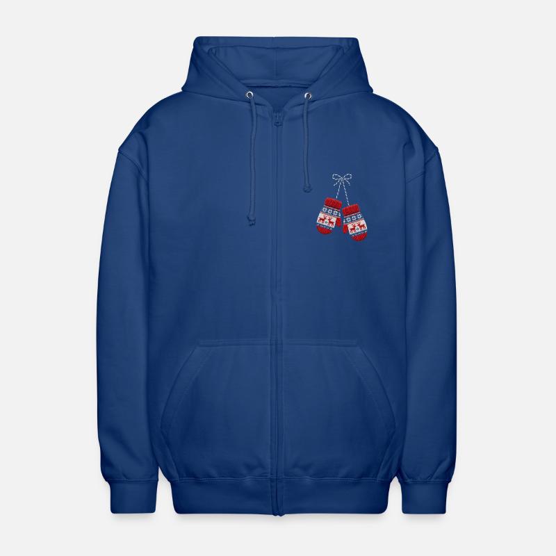 Moufles de Noël brodée (imprimé) - Veste à capuche unisexe - bleu royal