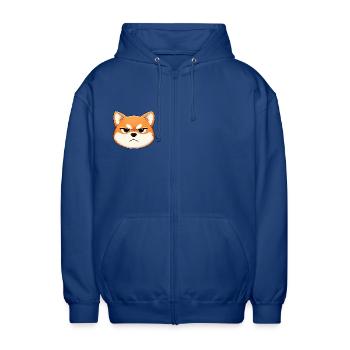 Bougon, le shiba inu qui fait la tête - Veste à capuche unisexe - bleu royal - Devant - AI Model Female 172 light (172cm) & AI Model Male 185 dark (185cm)