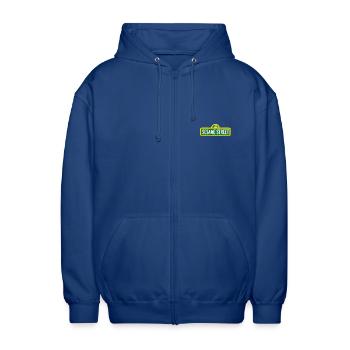 Sesamstraße Logo Als Stick - Unisex Kapuzenjacke - Royalblau - Vorne - AI Model Female 172 light (172cm) & AI Model Male 185 dark (185cm)