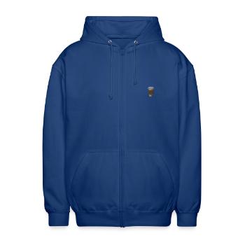 Kaffeebecher bestickt - Unisex Kapuzenjacke - Royalblau - Vorne - AI Model Female 172 light (172cm) & AI Model Male 185 dark (185cm)