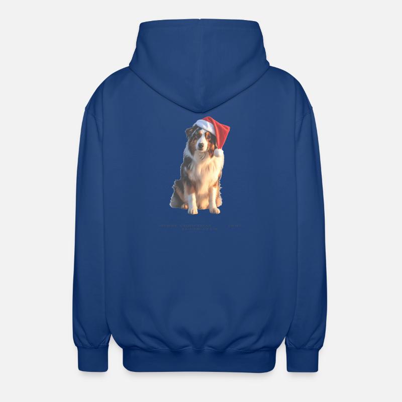 Boder Collie Weihnachts-Hund im Santa-Hut - Unisex Kapuzenjacke - Royalblau