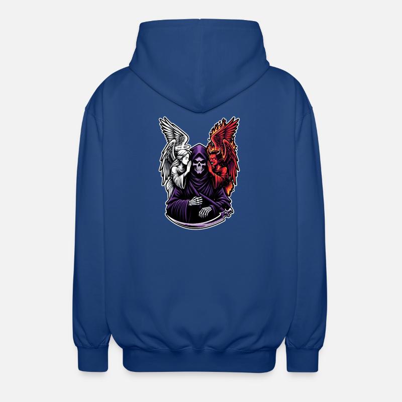 Sensenmann mit Engel und Dämon - Unisex Kapuzenjacke - Royalblau