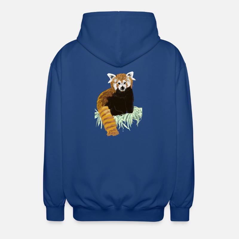 Roter Pandabaer auf Heu sitzend - Unisex Kapuzenjacke - Royalblau