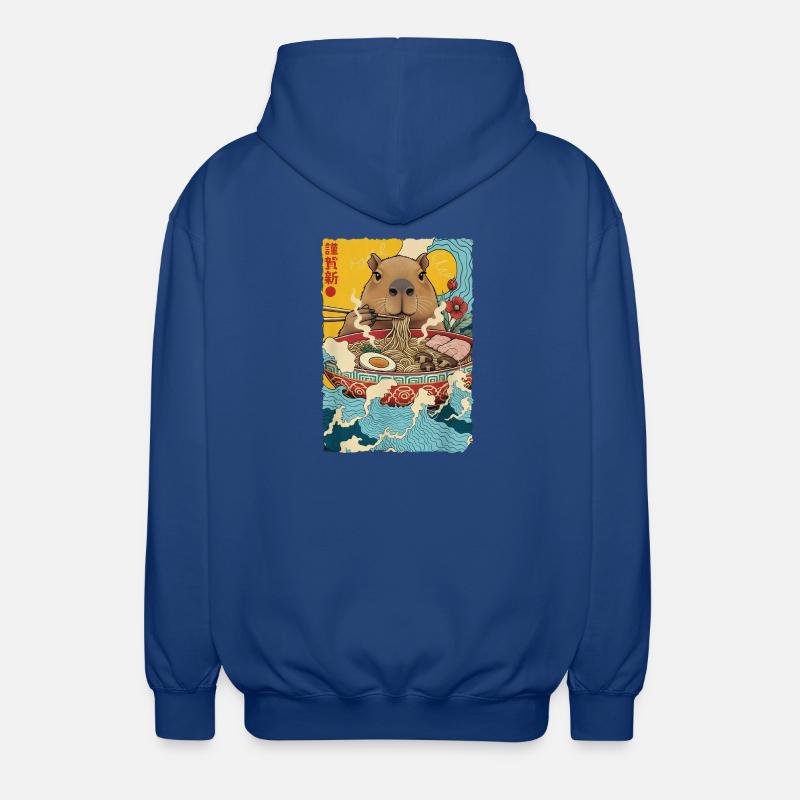 Capybara Eats Ramen Noodles - Unisex Hooded Jacket - royal blue