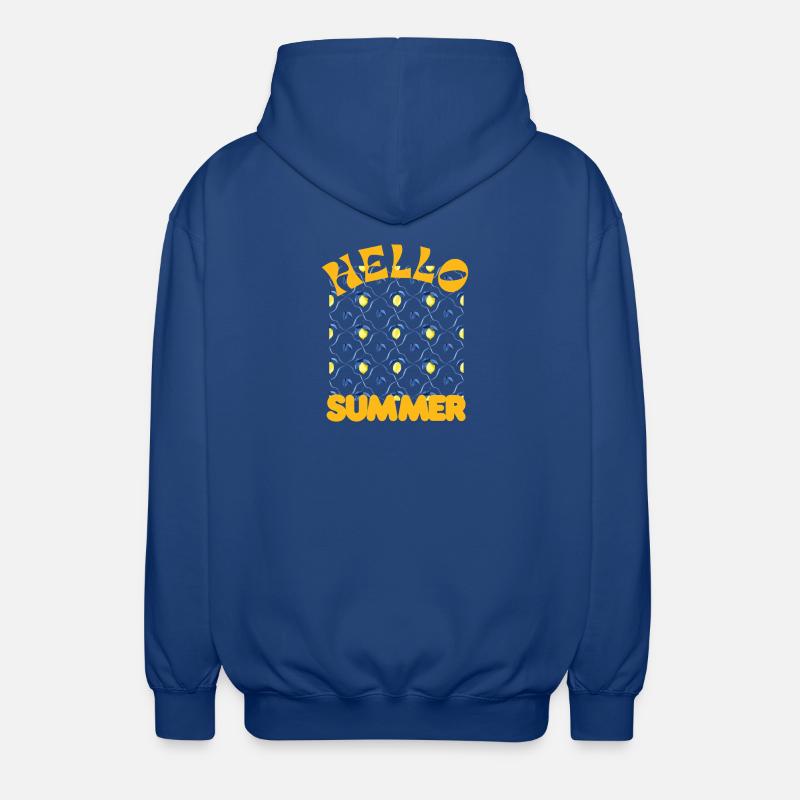 Hello Summer Lemon Pattern - Unisex Hooded Jacket - royal blue