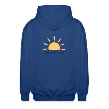 Keep Shining – Sun – Minimalist - Unisex Hooded Jacket - royal blue - Back - AI Model Male 185 light (185cm)