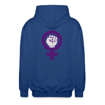 Symbole féministe Droits des femmes Faust - Veste à capuche unisexe - bleu royal - Dos - AI Model Male 185 light (185cm)