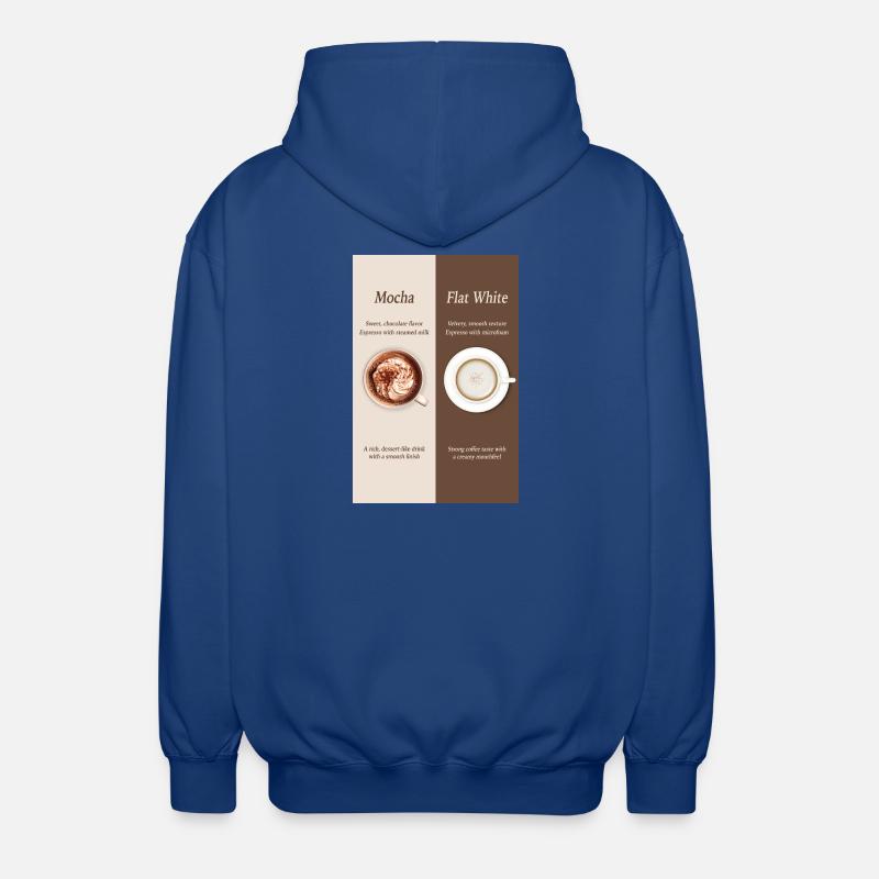 Affiche Moka vs café blanc plat - Veste à capuche unisexe - bleu royal