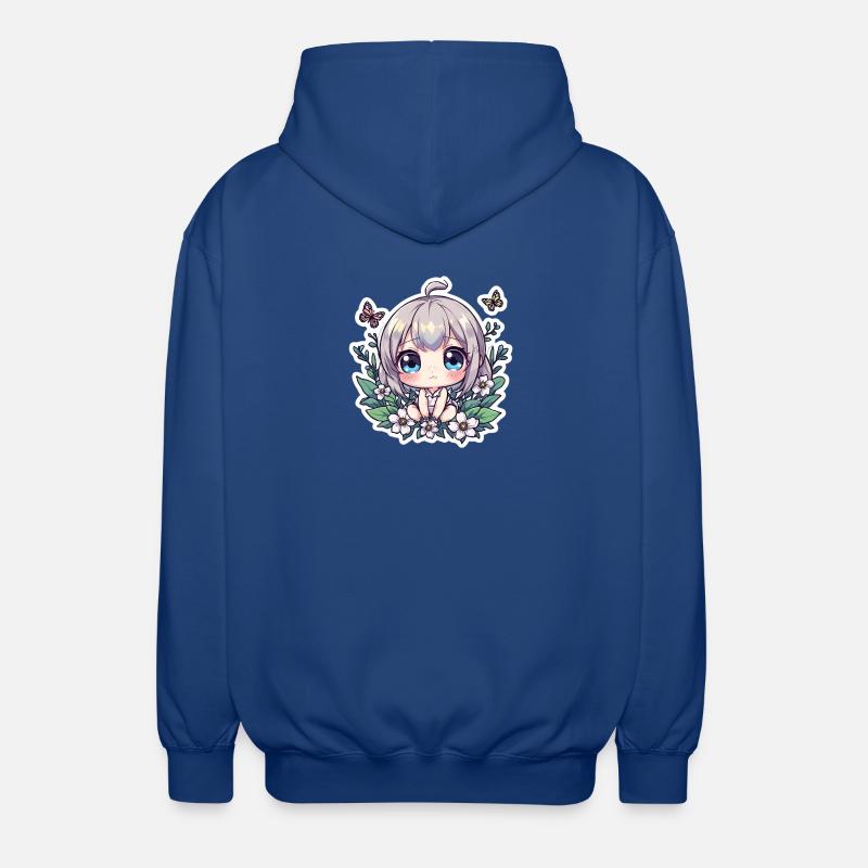 Chibi-Blumenzauber - Unisex Kapuzenjacke - Royalblau