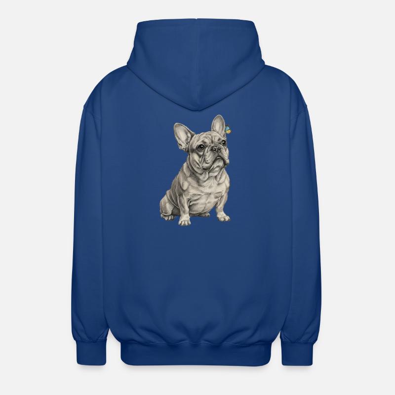 Bouledogue avec accent papillon - Veste à capuche unisexe - bleu royal