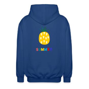 FEIERTAG. FROHE FEIERTAGE. GELIEBTE. MEISTER. LEHRER - Unisex Kapuzenjacke - Royalblau - Hinten - AI Model Male 185 light (185cm)