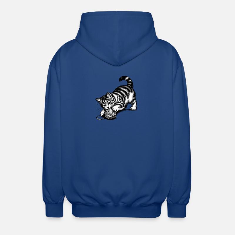 Verspieltes Kätzchen und Garn - Unisex Kapuzenjacke - Royalblau