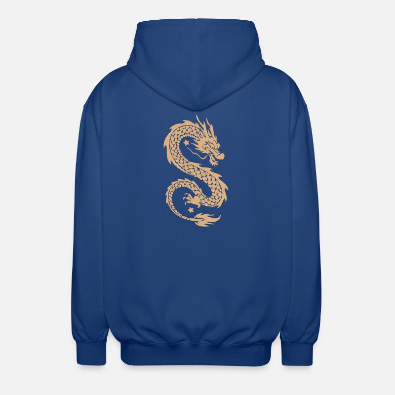 Silhouette dorée du Dragon Céleste - Veste à capuche unisexe - bleu royal