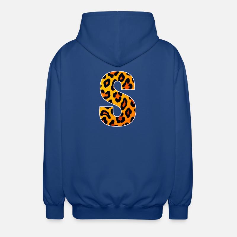 Lettre S à imprimé léopard - Veste à capuche unisexe - bleu royal