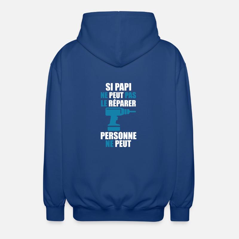 "Papi bricole" - Veste à capuche unisexe - bleu royal