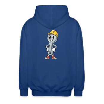 Techniker Cartoon Schraubenschlüssel Humor Mechaniker - Unisex Kapuzenjacke - Royalblau - Hinten - AI Model Male 185 light (185cm)