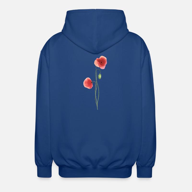 Flower: red poppy - Unisex Hooded Jacket - royal blue