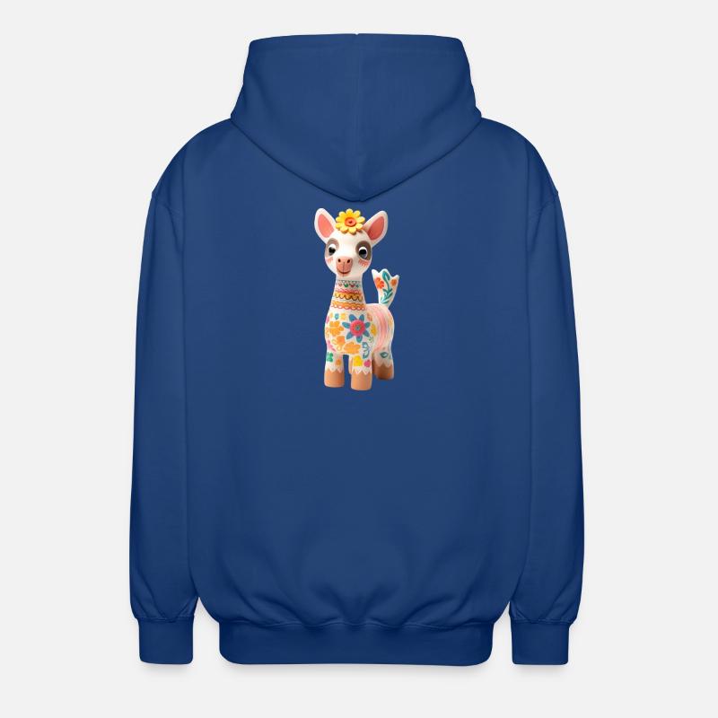 Süßes Lama mit Blümchen Deko - Unisex Kapuzenjacke - Royalblau