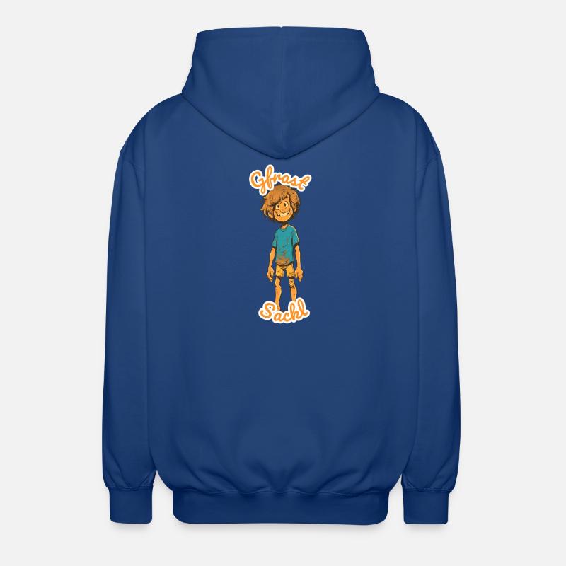 Fröhlicher Matschjunge im Abenteuer - Unisex Kapuzenjacke - Royalblau