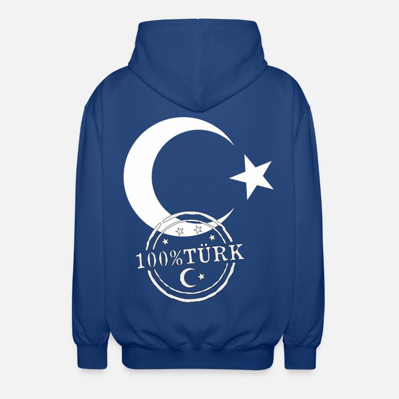 Drapeau turc 100% turc - Veste à capuche unisexe - bleu royal