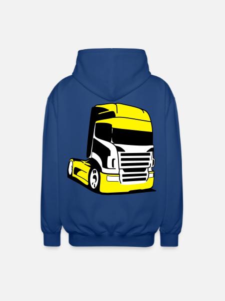Gelber Lkw Pop-Art - Unisex Kapuzenjacke - Royalblau