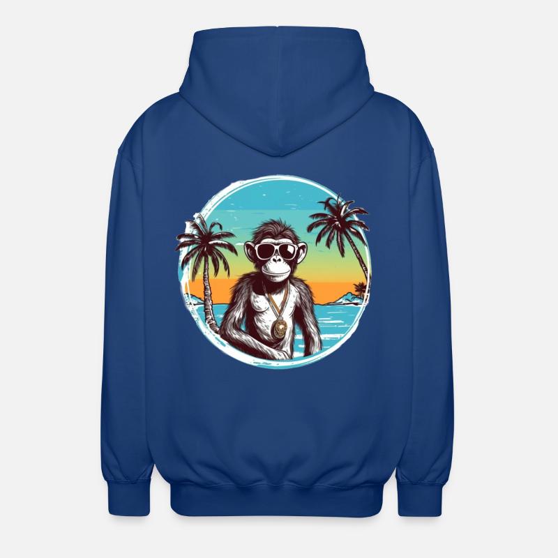 Cool Monkey*Summer Beach Design - Unisex Hooded Jacket - royal blue
