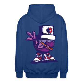 Bird cap - Unisex Hooded Jacket - royal blue - Back - AI Model Male 185 light (185cm)