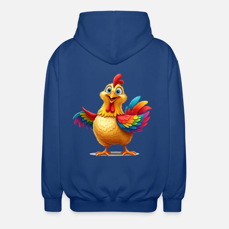 Lebendiges Regenbogenhuhn Illustration - Unisex Kapuzenjacke - Royalblau