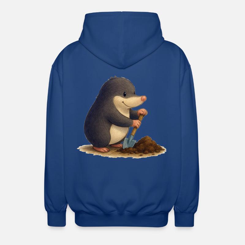 Industrious Mole with Shovel - Unisex Hooded Jacket - royal blue