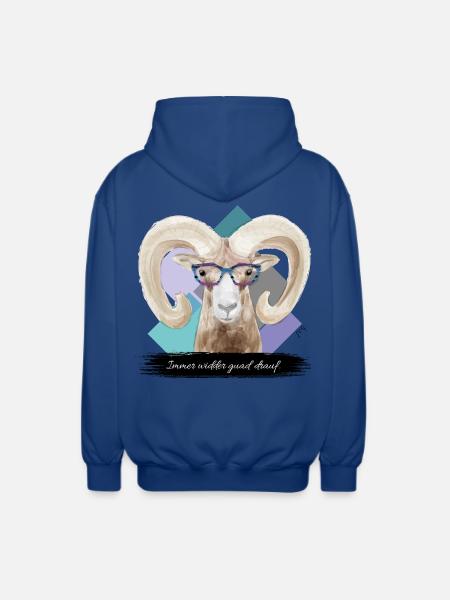 JvG Widder "Immer widder guad drauf." - Unisex Kapuzenjacke - Royalblau