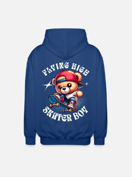 Skater teddy bear on skateboard - Unisex Hooded Jacket - royal blue