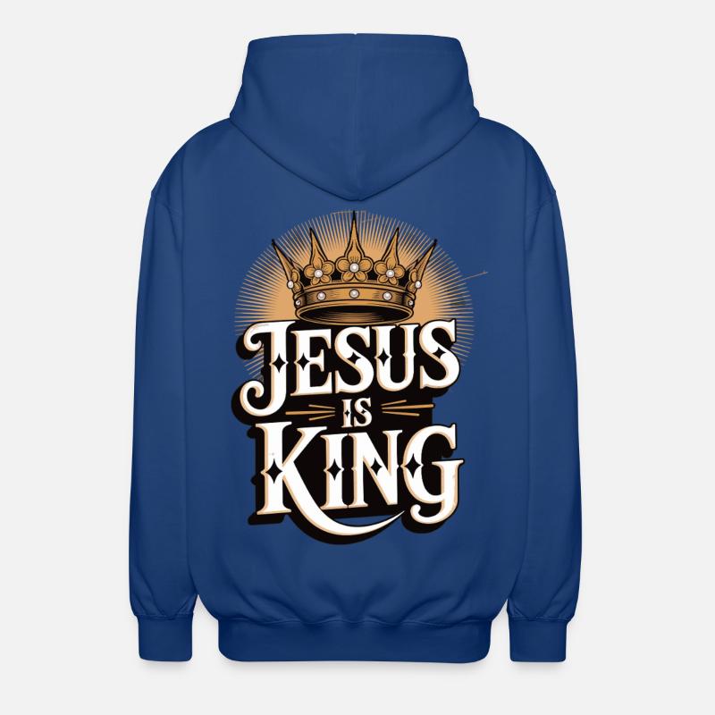 Jesus as King with Crown Design - Unisex Hooded Jacket - royal blue