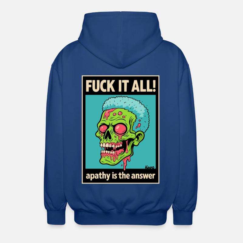 Crâne de zombie avec déclaration audacieuse - Veste à capuche unisexe - bleu royal