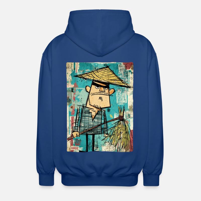 Graffiti Samurai mit Besen - Unisex Kapuzenjacke - Royalblau